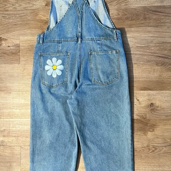 Custom Hand-Painted Daisy Denim Overalls – One of a Kind - Picture 2 of 3